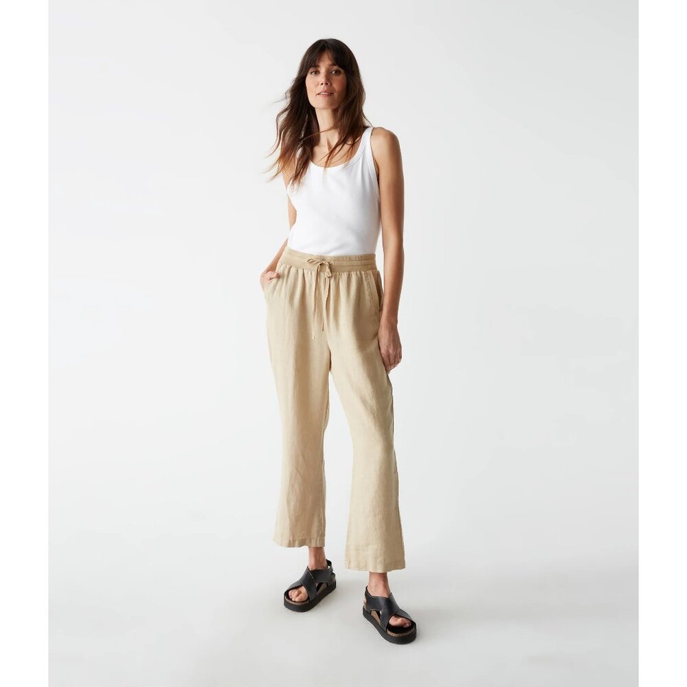 New Michael Stars Nolan Pull On Linen Pant Natural Medium